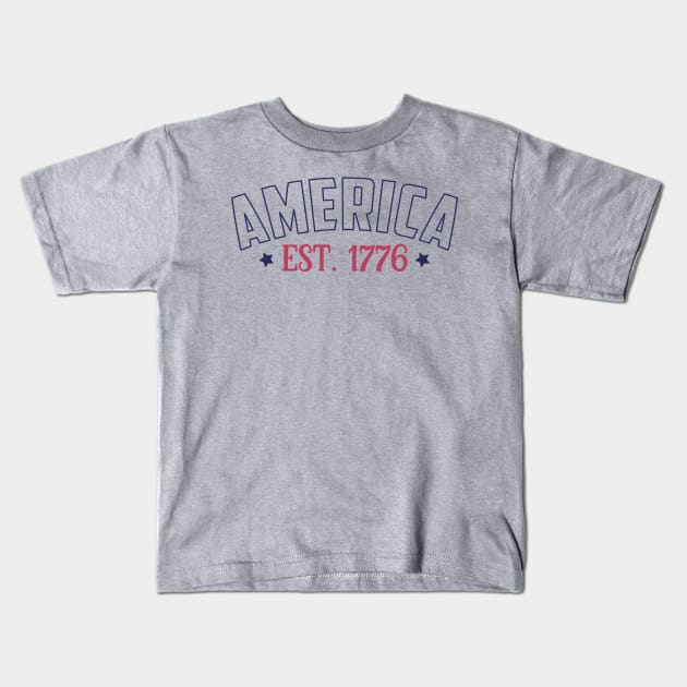 America est 1776 Kids T-Shirt by Red Bayou